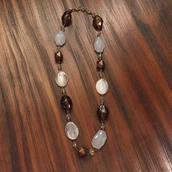 Jewelry - Free w/purchase-Brown & White Beaded Necklace